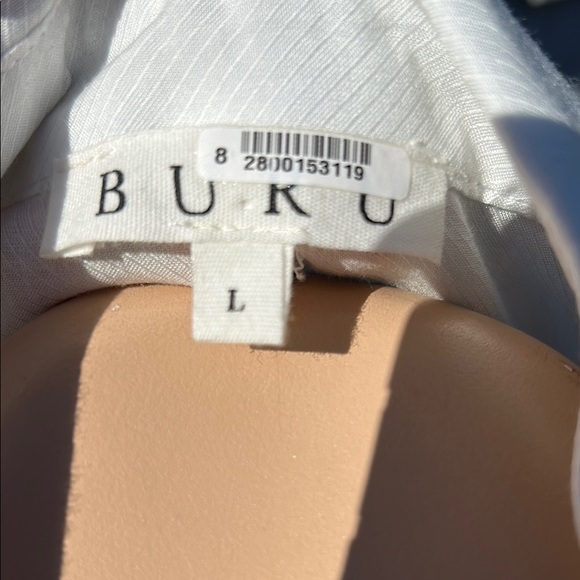 BURU Off-White Rayon Ruffled Sleeveless Dress Size Large - Picture 3 of 9